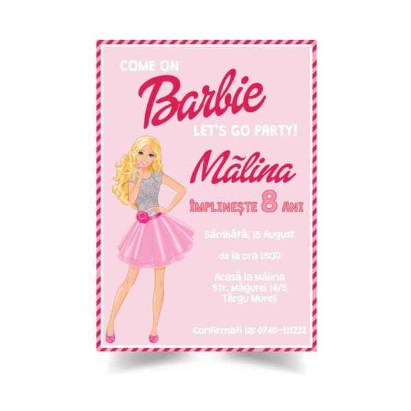 Invitatie Barbie model 1