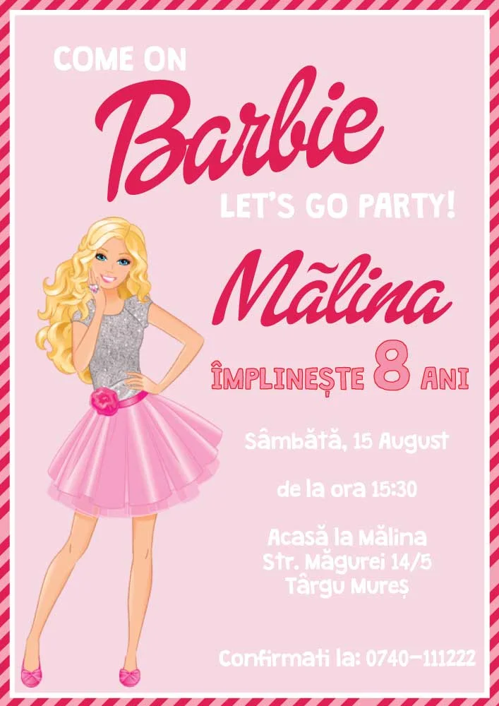 Invitatie Barbie model 1 mare
